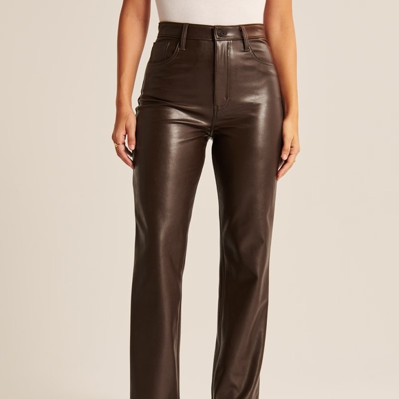 New Abercrombie curve love vegan leather 90s straight pant - Picture 1 of 3